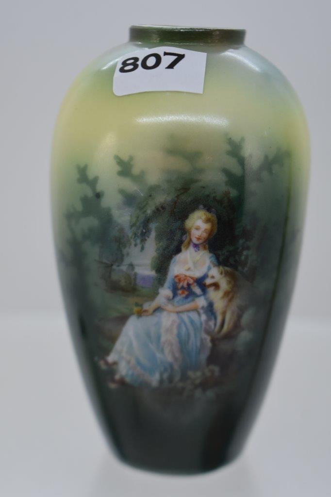 (2) Unm. RSP 4.5" vases and (1) mrkd. Germany 4" bottle vase