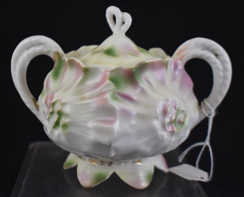 R.S. Prussia Sunflower Mold sugar bowl w/lid