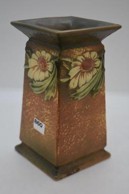 Roseville Dahlrose 6" square vase