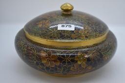 Cloisonne enamel 7"d bowl w/lid