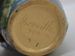 Roseville Primrose 760-6" vase, blue