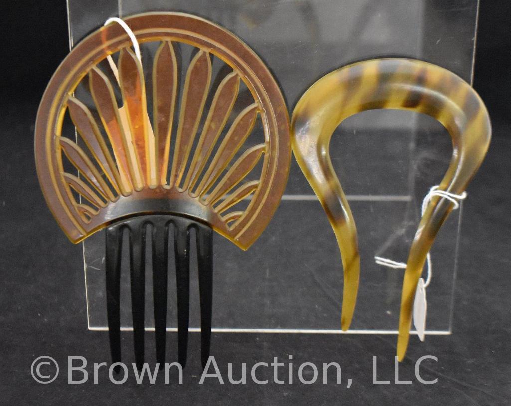 (2) Vintage Art Deco hair combs