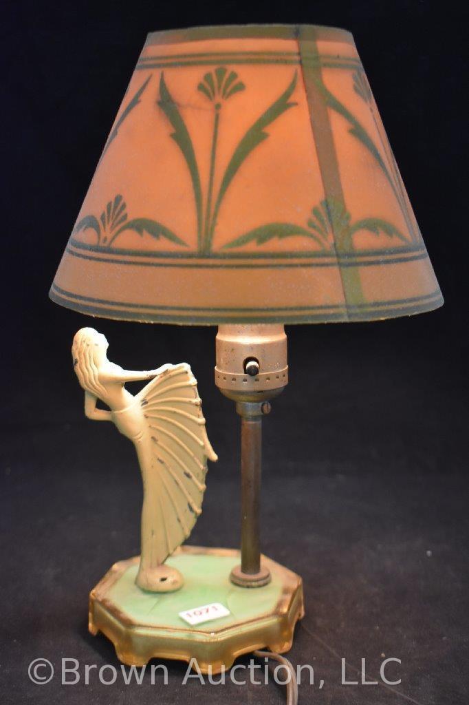 Art Deco 11" desk lamp with paper shade