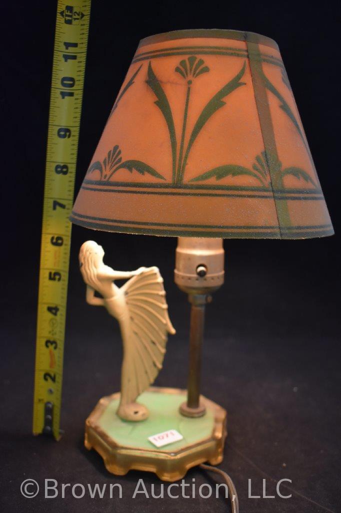 Art Deco 11" desk lamp with paper shade