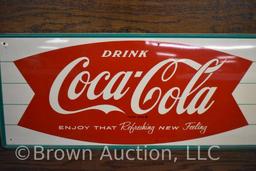 Coca-Cola sst advertising sign (fishtail w/bottle), NOS