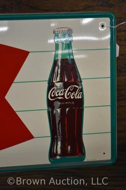 Coca-Cola sst advertising sign (fishtail w/bottle), NOS