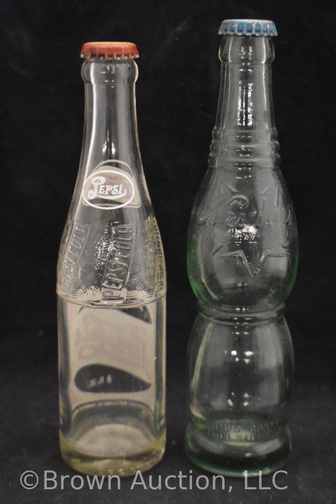 (6) Assorted soda bottles