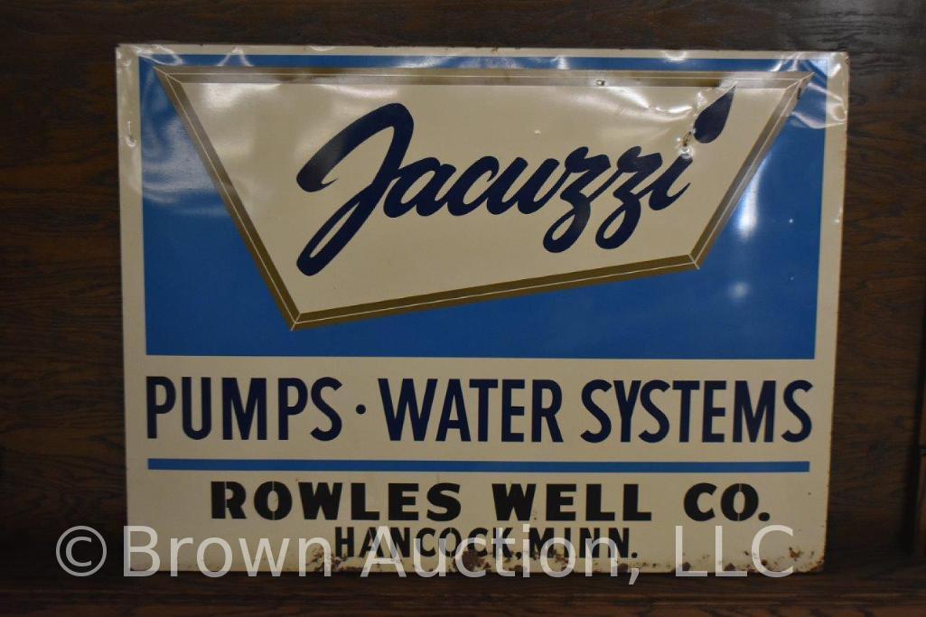 Jacuzzi single sided tin dealer sign