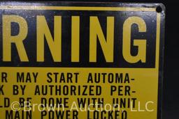 Warning single sided metal plate/sign