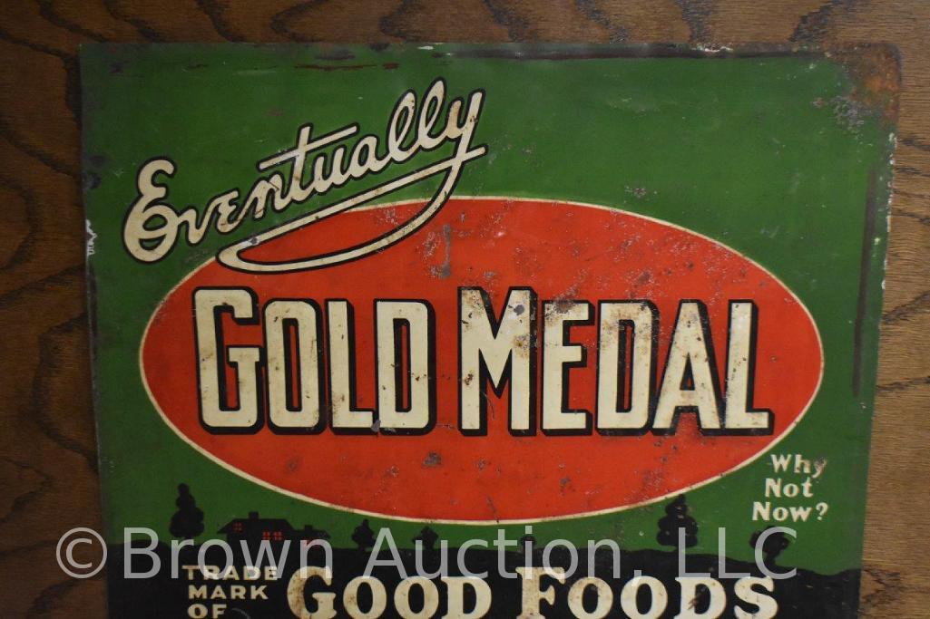 Gold Medal single sided embossed tin Menu/Special sign