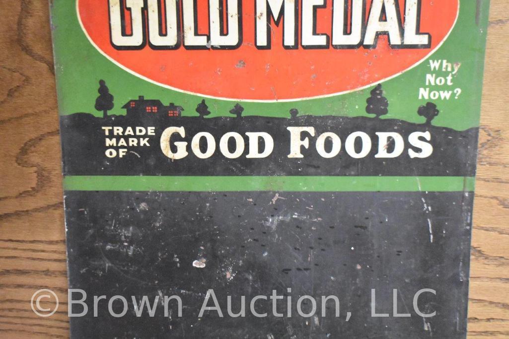 Gold Medal single sided embossed tin Menu/Special sign