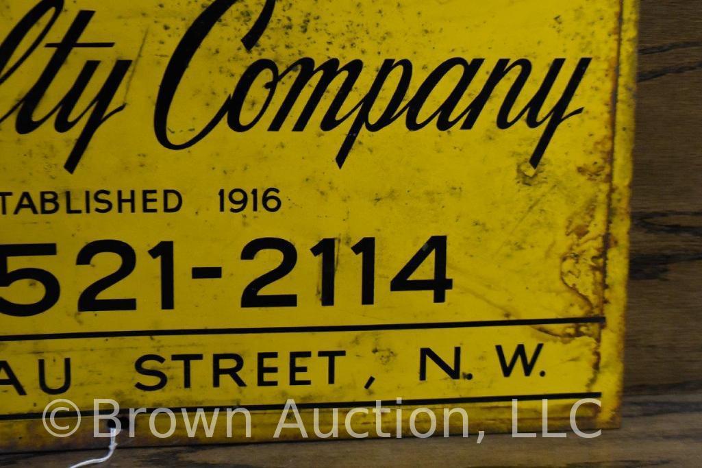 C.G. Aycock Realty Co. single sided tin sign