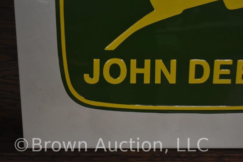 John Deere embossed metal sign