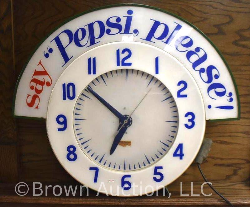 Rare Vintage "say Pepsi, please" neon clock by Cleveland Clock Co.