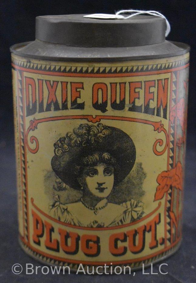 Dixie Queen Plug tin litho tobacco can
