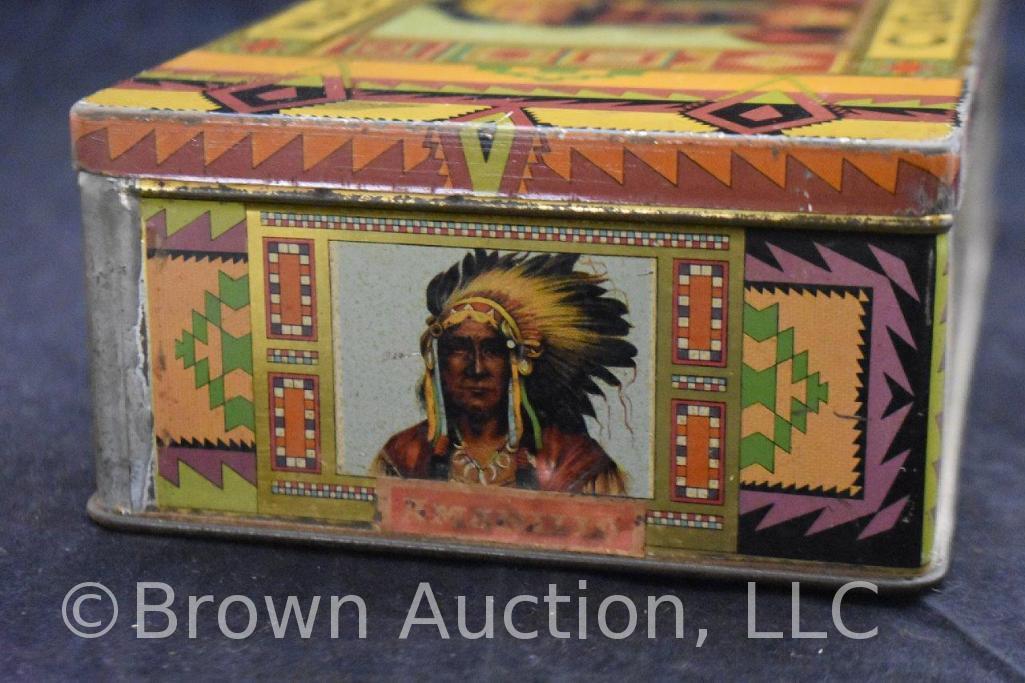 Brightly colored tin cigar box for Wascana Cigars