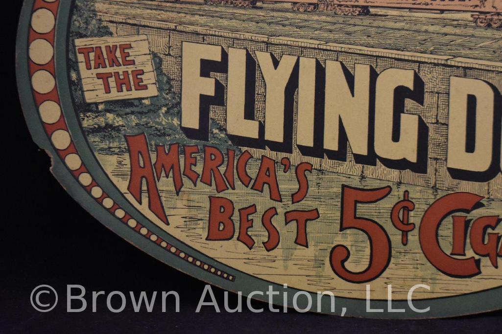 "Take the Flying Dude" 5 cent cigar double-sided cardboard advertising sign