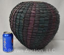 Unusual handmade Torrey Pine needle 12"h round basket