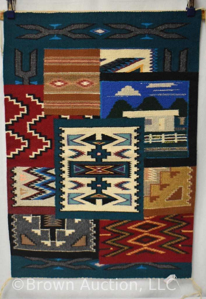 Southwest Native American style rug/wall hanging, bright colors and multi-designed
