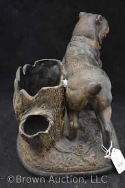 Vintage terra cotta pug dog w/glass eyes pipe smoking stand