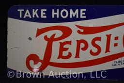 Pepsi Cola 'Take Home a Carton' porcelain double-sided advertising sign, double dot