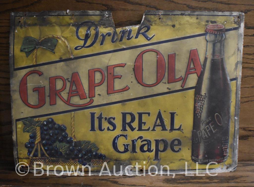 Grape Ola single sided embossed tin sign