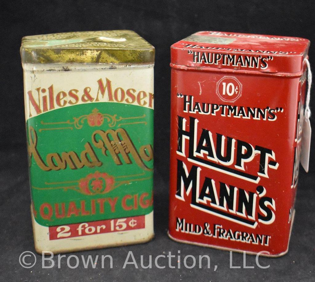 (2) Cigar tobacco tins, 5.5"h