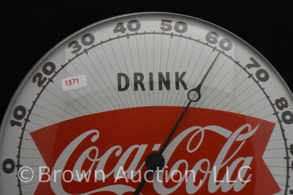 Coca-Cola 12" round glass dome advertising thermometer