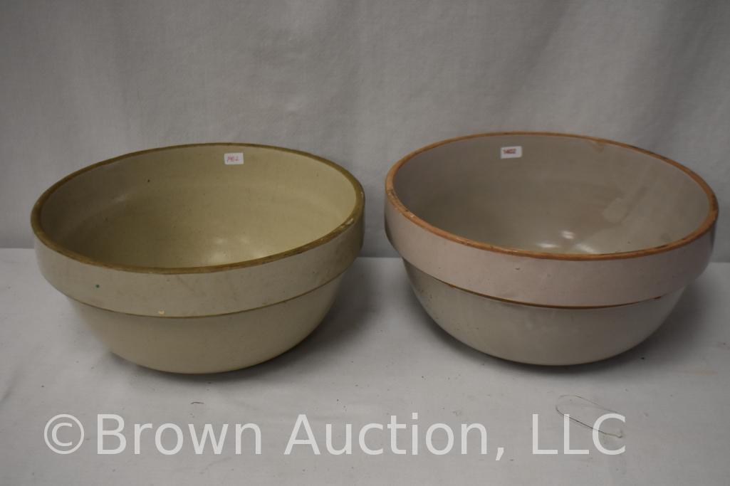 (2) Large stoneware crock mixing bowls