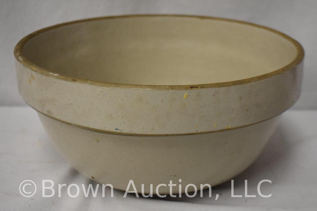 (2) Large stoneware crock mixing bowls