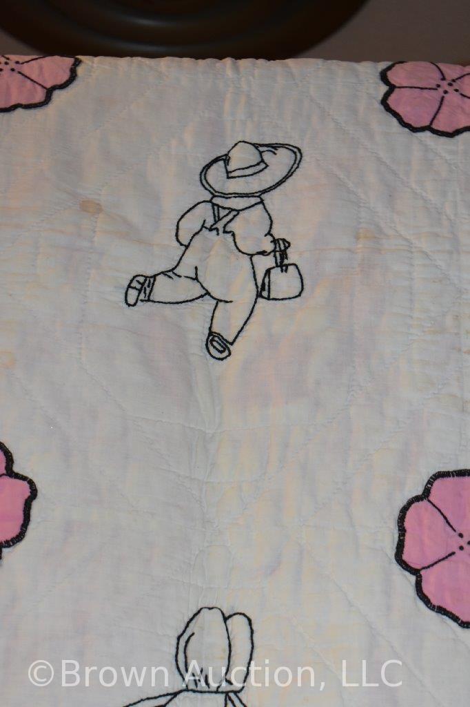 Hand stitched and embroidered baby quilt