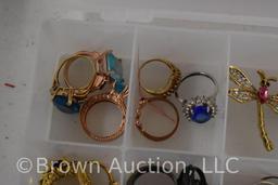 Assortment of jewelry - rings, brooches, bracelets