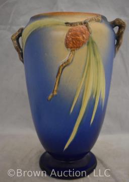 Roseville Pine Cone 709-10" vase, blue