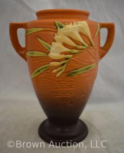Roseville Freesia 121-8" vase, brown
