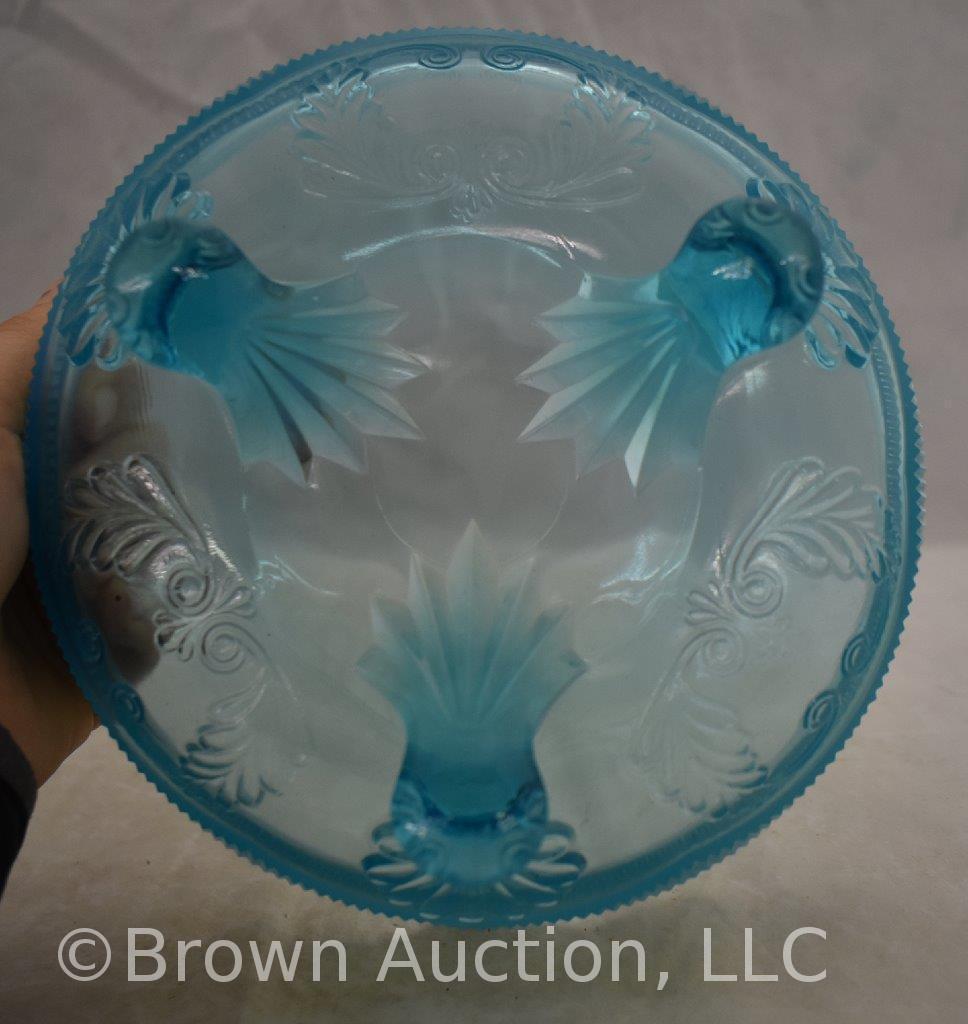 (4) Blue opalescent dishes