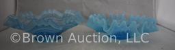 (2) Blue opalescent ruffled bowls