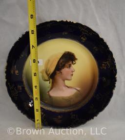 (2) Mrkd. Bavaria cobalt portrait plates