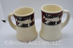 (2) Roseville Creamware Quaker 5" mugs