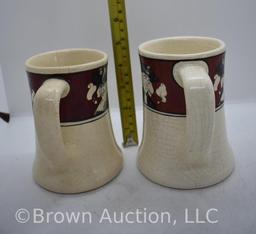 (2) Roseville Creamware Quaker 5" mugs