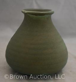Mrkd. Teco 4" green matte vase
