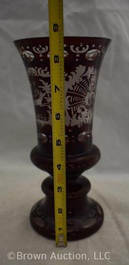 Bohemian Glass 9" vase