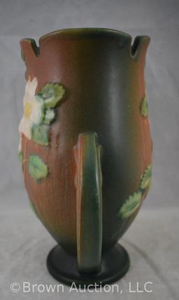 Roseville White Rose 986-9" vase, brown/green
