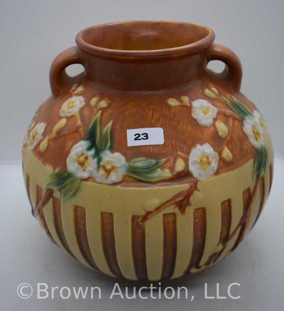 Roseville Cherry Blossom 625-8" vase, brown
