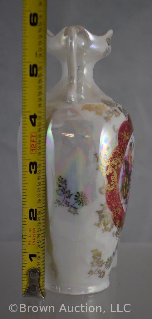 (2) Porcelain 6" vases with hand painted Mythological scenes