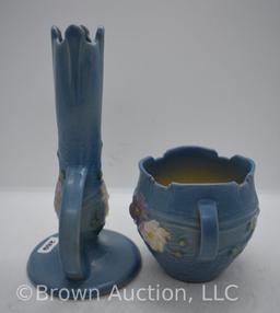 Roseville Cosmos 959-7" bud vase, blue