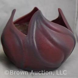 VanBriggle Leaf form Art Deco bowl/vase, mulberry