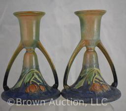 Pr. Roseville Baneda 1087-5" candle holders, green