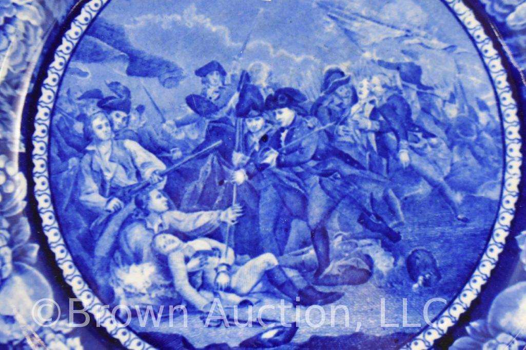 Flow Blue Staffordshire Battle of Bunker Hill 10"d plate