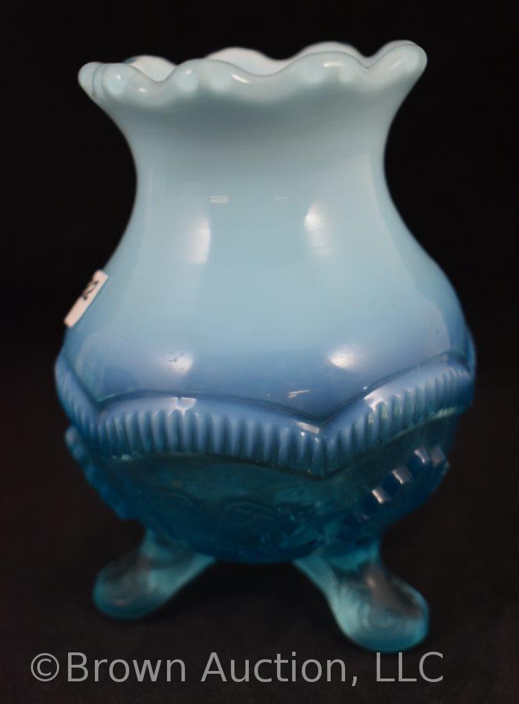 (3) pieces Fenton glass, blue