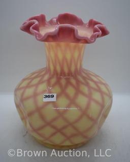 Fenton Burmese Diamond Optic 8" vase